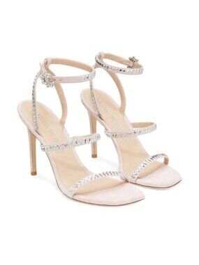 Stuart Weitzman Gemcut 100 Swarovski Crystal Sandals Ballet Pink SZ 8 New In Box